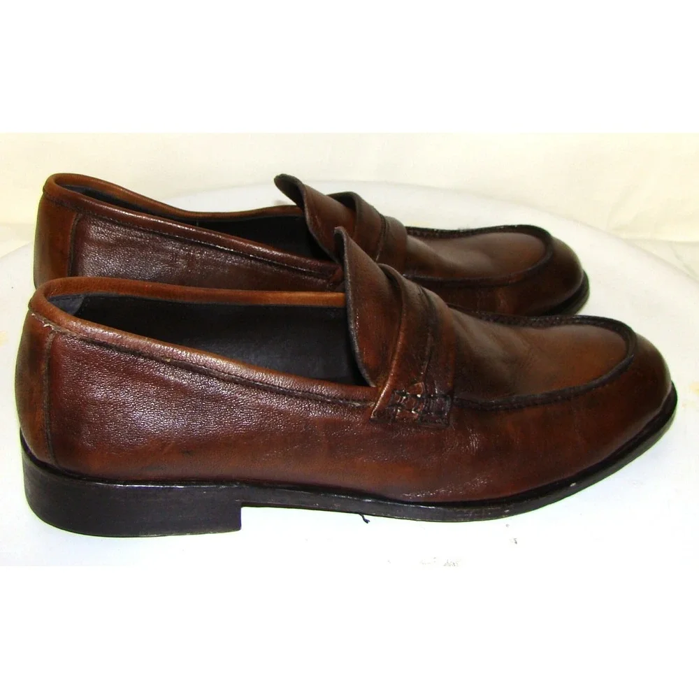 FLORSHEIM IMPERIAL MENS BROWN LEATHER LOAFERS CASUAL SHOES SIZE 9M     D143